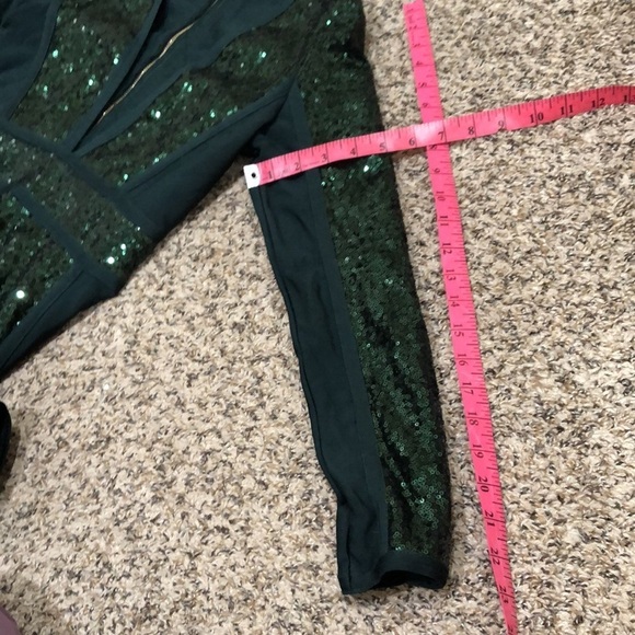 Herve Leger Sequin Bandage Dress Size Small Emerald Green - Picture 10 of 10